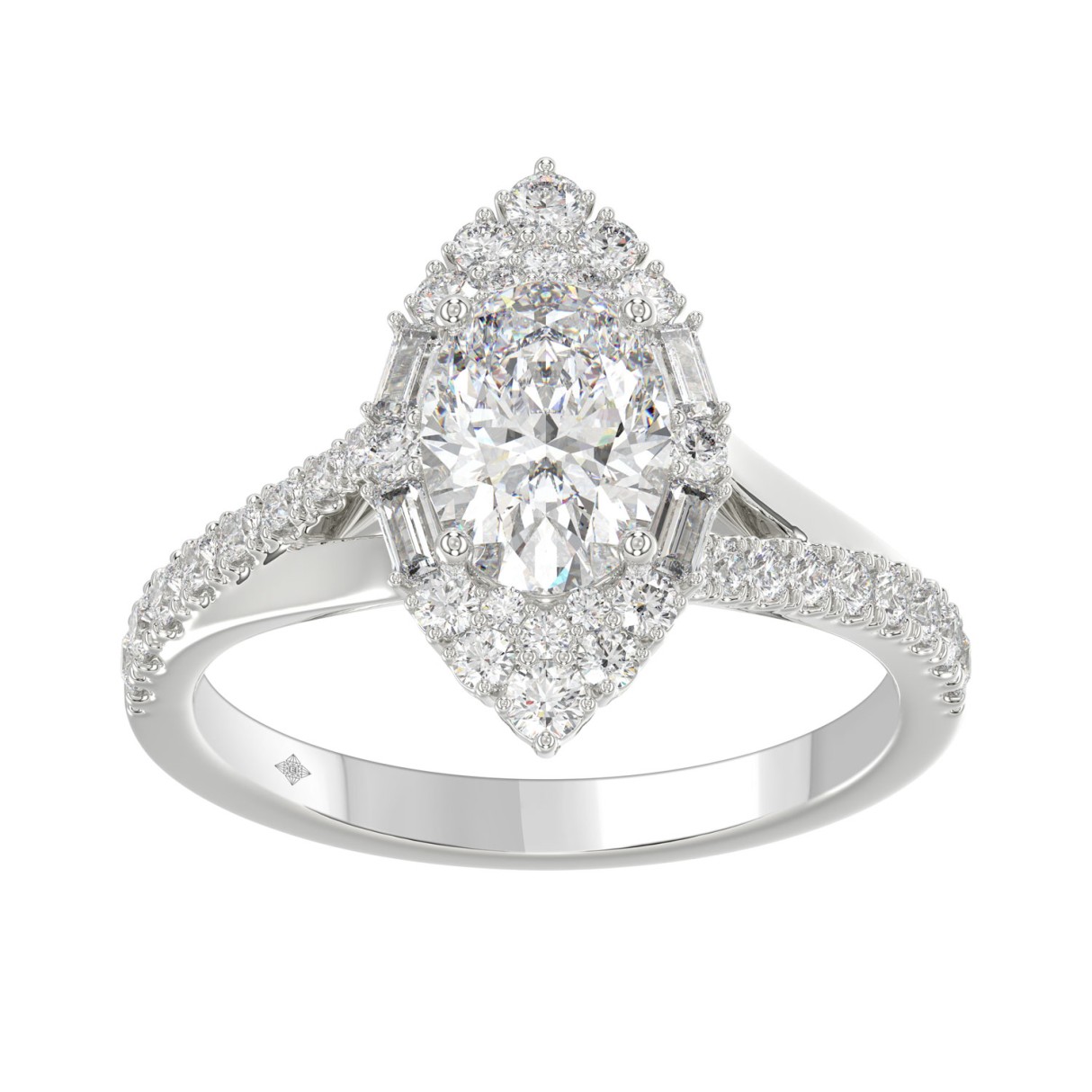 14K WHITE GOLD 2.00CT ROUND/OVAL/BAGUETTE DIAMOND LADIES RING 1 14K WHITE GOLD 2.00CT ROUND/OVAL/BAGUETTE DIAMOND LADIES RING - Image 1