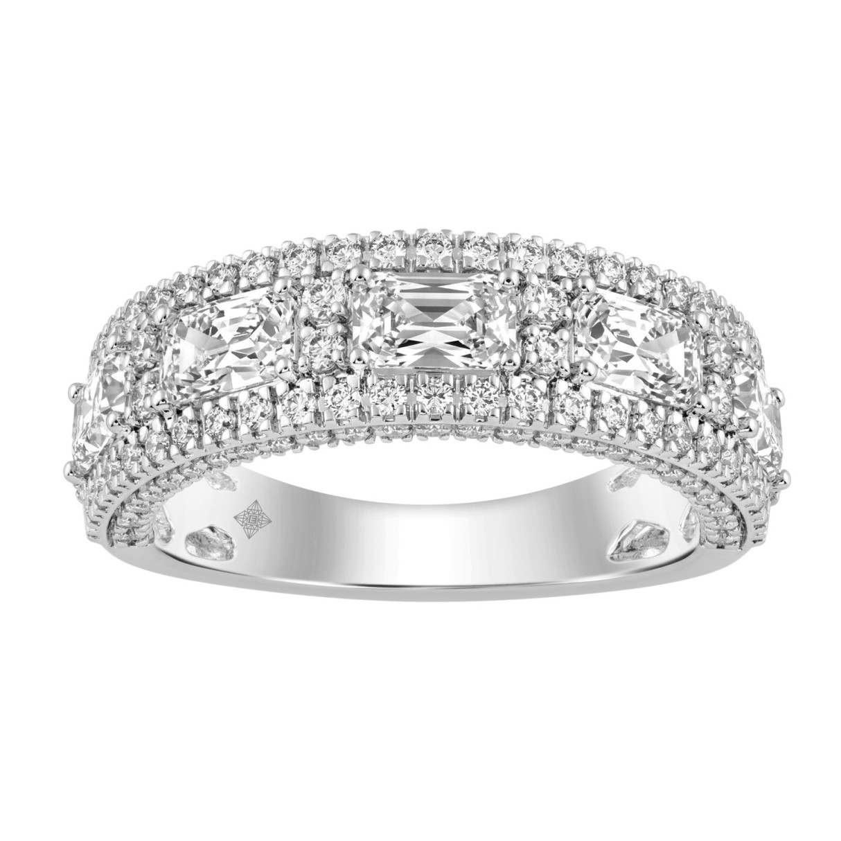 Luxury 2.00Ct 14K White Gold Lab-Grown Diamond Anniversary Ladies Ring Radiant Center & Round Side Diamonds (Color F-G -Clarity Vs1/Vs2) 1 Luxury 2.00Ct 14K White Gold Lab-Grown Diamond Anniversary Ladies Ring Radiant Center & Round Side Diamonds (Color F-G -Clarity Vs1/Vs2) - Image 1