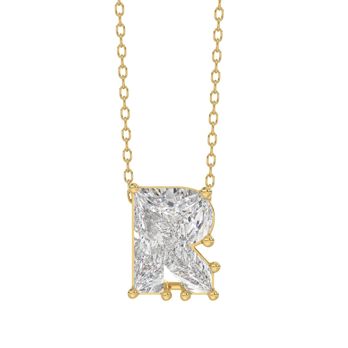 14K YELLOW GOLD 1 5/8CT FANCY CUT ALPHABET DIAMOND LADIES PENDANT WITH CHAIN 1 14K YELLOW GOLD 1 5/8CT FANCY CUT ALPHABET DIAMOND LADIES PENDANT WITH CHAIN - Image 1