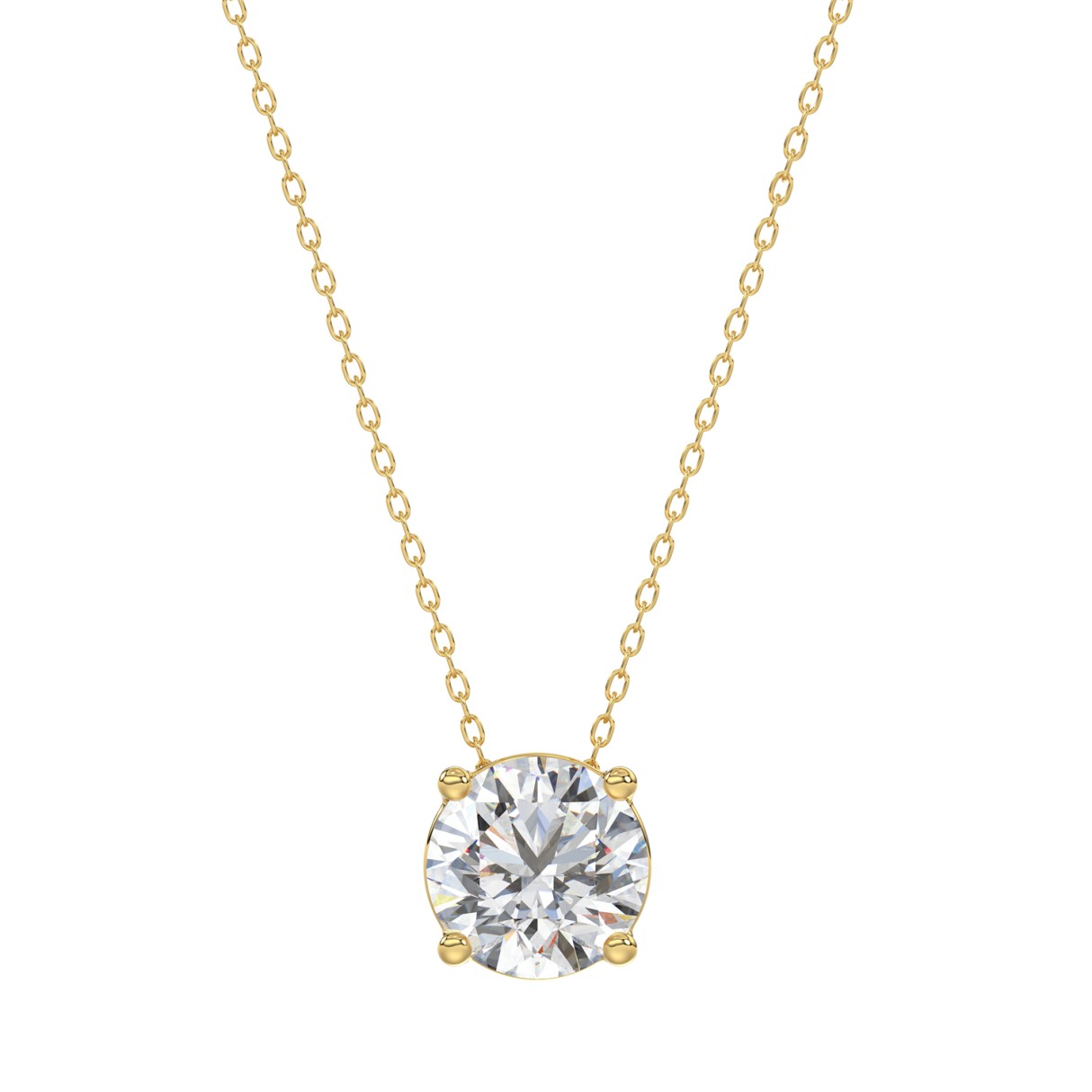 14K YELLOW GOLD 1.00CT ROUND DIAMOND LADIES SOLITAIRE PENDANT WITH UNDER-PASS CHAIN (CENTER STONE ROUND DIAMOND 1CT) 1 14K YELLOW GOLD 1.00CT ROUND DIAMOND LADIES SOLITAIRE PENDANT WITH UNDER-PASS CHAIN (CENTER STONE ROUND DIAMOND 1CT) - Image 1
