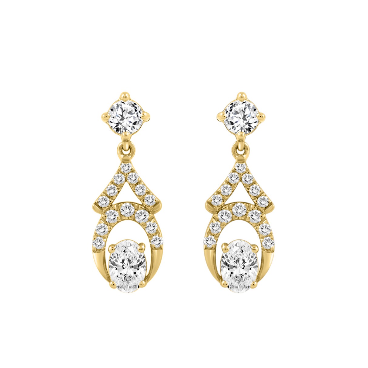 14K YELLOW GOLD 1.00CT ROUND/OVAL DIAMOND LADIES EARRING 1 14K YELLOW GOLD 1.00CT ROUND/OVAL DIAMOND LADIES EARRING - Image 1