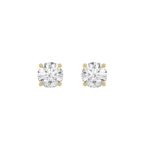 14K Yellow Gold 2.00 Ct Round Brilliant Diamond Stud Earrings Lab Grown Diamond Solitaire Earrings For Women Fine Jewelry Gift