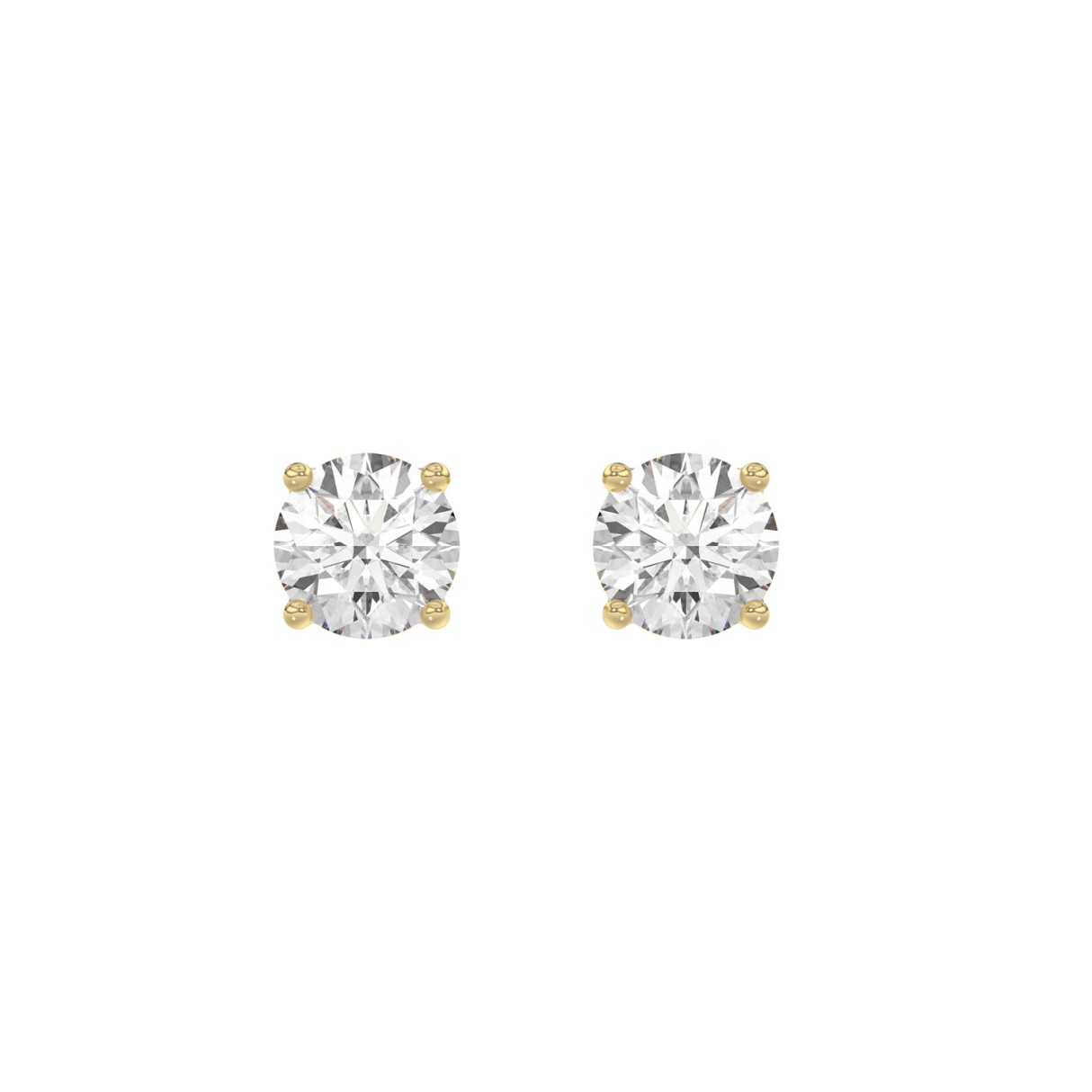 14K Yellow Gold 2.00 Ct Round Brilliant Diamond Stud Earrings Lab Grown Diamond Solitaire Earrings For Women Fine Jewelry Gift 1 14K Yellow Gold 2.00 Ct Round Brilliant Diamond Stud Earrings Lab Grown Diamond Solitaire Earrings For Women Fine Jewelry Gift - Image 1
