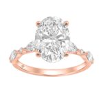 14K ROSE GOLD 4.00CT ROUND/OVAL/MARQUISE DIAMOND LADIES RING (CENTER STONE OVAL DIAMOND 3 1/2CT)