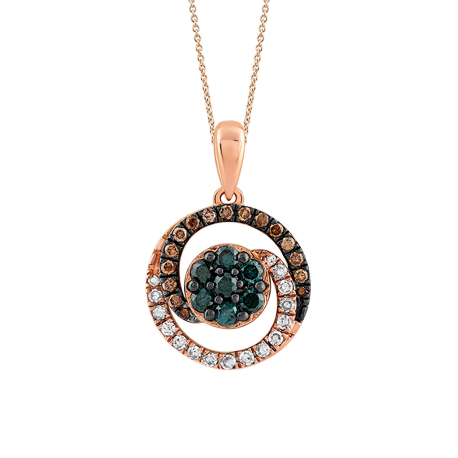 LADIES PENDANT 0.50CT ROUND/DARK BROWN/BLUE DIAMOND 14K ROSE GOLD (SI QUALITY) 1 LADIES PENDANT 0.50CT ROUND/DARK BROWN/BLUE DIAMOND 14K ROSE GOLD (SI QUALITY) - Image 1