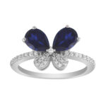 LADIES RING 1.75CT ROUND/PEAR/SAPHIRE DIAMOND 14K WHITE GOLD