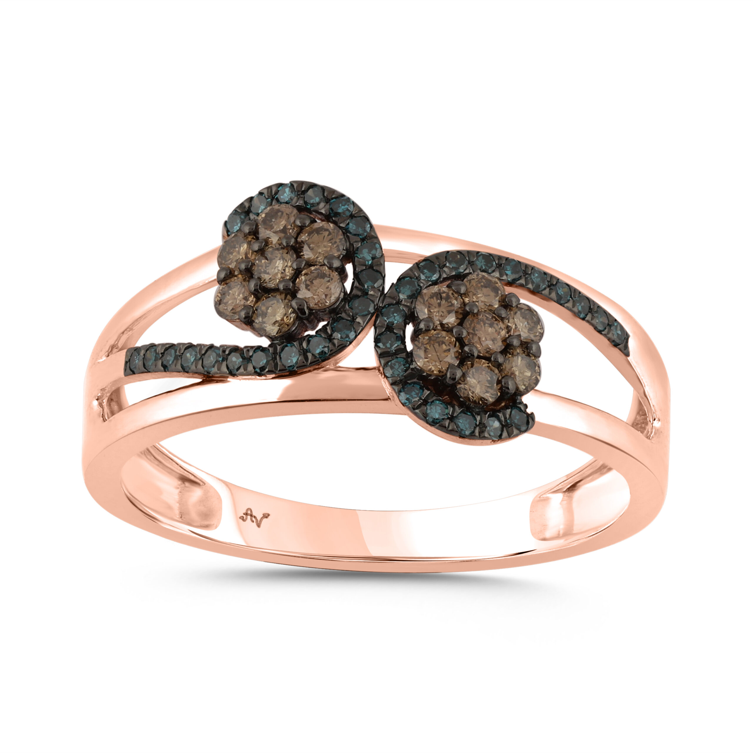 LADIES RING 0.40CT BLUE/DARK BROWN DIAMOND 14K ROSE GOLD 1 LADIES RING 0.40CT BLUE/DARK BROWN DIAMOND 14K ROSE GOLD - Image 1
