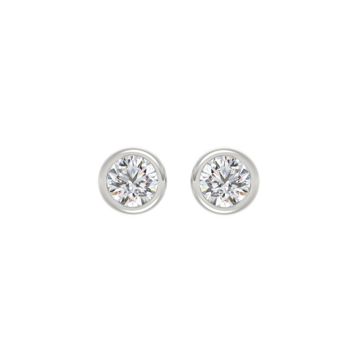 LADIES SOLITAIRE EARRINGS 2CT ROUND DIAMOND 14K WHITE GOLD 1 LADIES SOLITAIRE EARRINGS 2CT ROUND DIAMOND 14K WHITE GOLD - Image 1