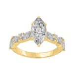 14K YELLOW GOLD 2 3/4CT ROUND/MARQUISE DIAMOND LADIES RING (CENTER STONE MARQUISE DIAMOND 2CT)