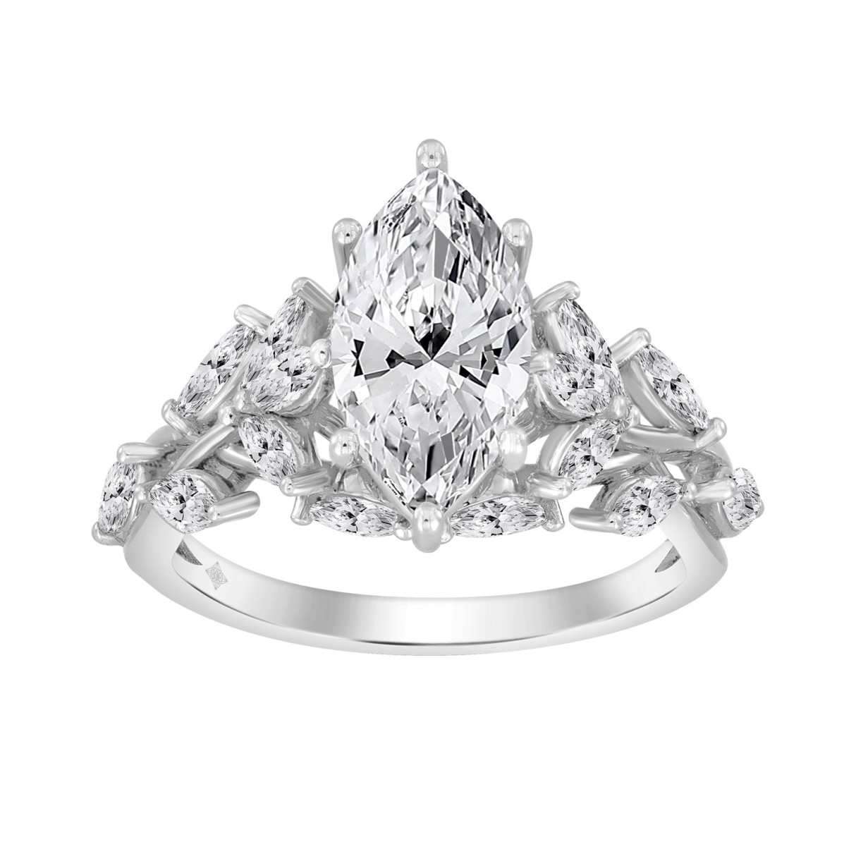 14K WHITE GOLD 3 5/8CT MARQUISE DIAMOND LADIES RING (CENTER STONE MARQUISE DIAMOND 2.00CT) 1 14K WHITE GOLD 3 5/8CT MARQUISE DIAMOND LADIES RING (CENTER STONE MARQUISE DIAMOND 2.00CT) - Image 1