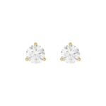 14K Yellow Gold 2.00CT Round Brilliant Diamond Solitaire Stud Earrings for Women Fine Jewelry