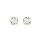 14K Yellow Gold 3.00 Ct Round Brilliant Diamond Stud Earrings Lab Grown Diamond Solitaire Earrings For Women Fine Jewelry Gift