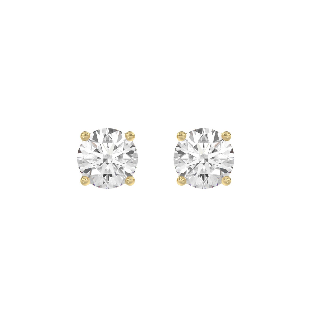 14K Yellow Gold 3.00 Ct Round Brilliant Diamond Stud Earrings Lab Grown Diamond Solitaire Earrings For Women Fine Jewelry Gift 1 14K Yellow Gold 3.00 Ct Round Brilliant Diamond Stud Earrings Lab Grown Diamond Solitaire Earrings For Women Fine Jewelry Gift - Image 1