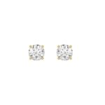Luxury 14K Yellow Gold 1 1/2Ct Round Diamond Stud Earrings Classic Lab Grown Diamond Solitaire Earrings
