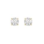 Luxury 14K Yellow Gold 2 1/2Ct Round Diamond Stud Earrings Classic Lab Grown Diamond Solitaire Earrings