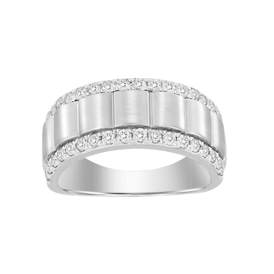 MEN'S BAND 1.00CT ROUND DIAMOND 14K WHITE GOLD 1 MEN'S BAND 1.00CT ROUND DIAMOND 14K WHITE GOLD - Image 1