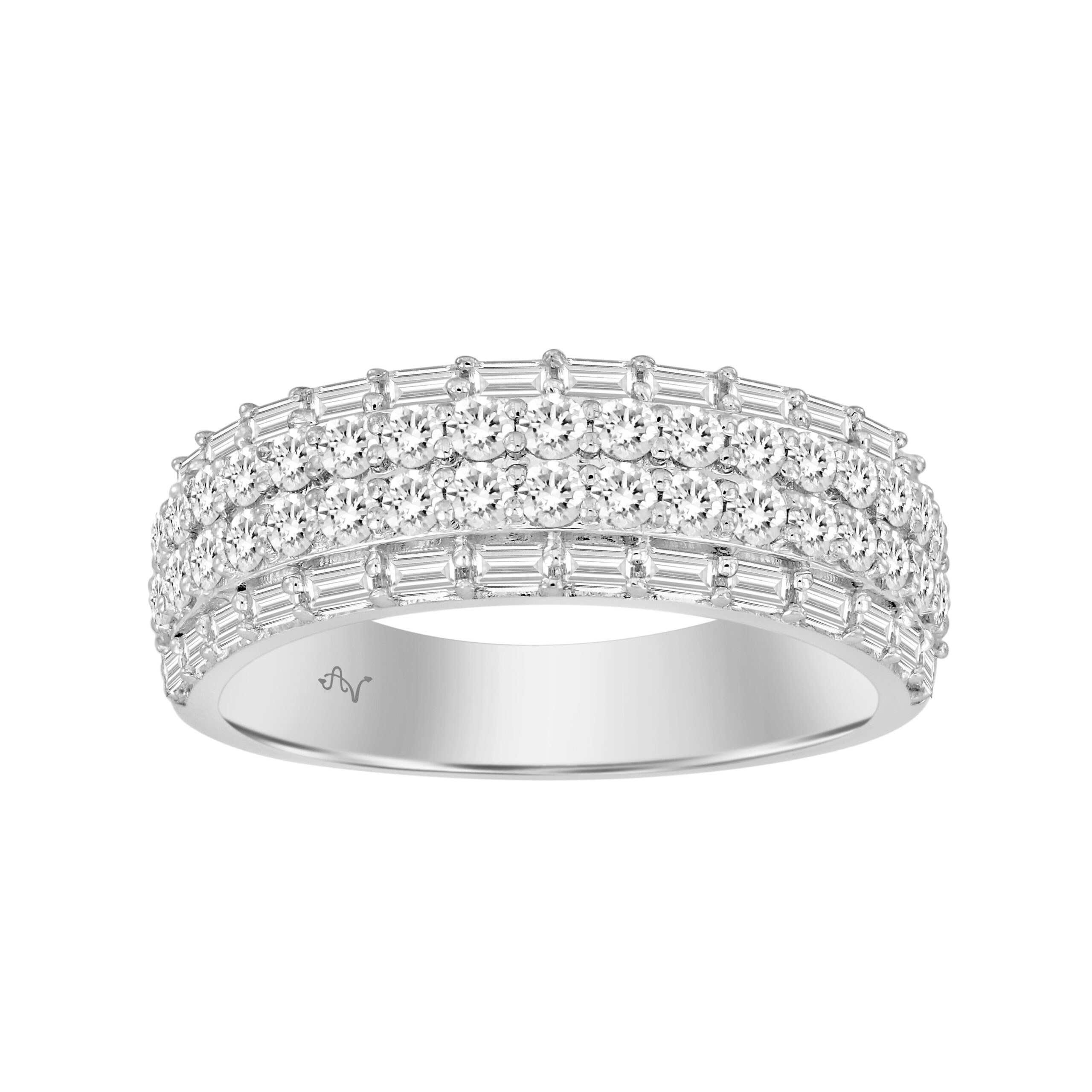 MEN'S BAND 1.50CT ROUND/BAGUETTE DIAMOND 14K WHITE GOLD 1 MEN'S BAND 1.50CT ROUND/BAGUETTE DIAMOND 14K WHITE GOLD - Image 1