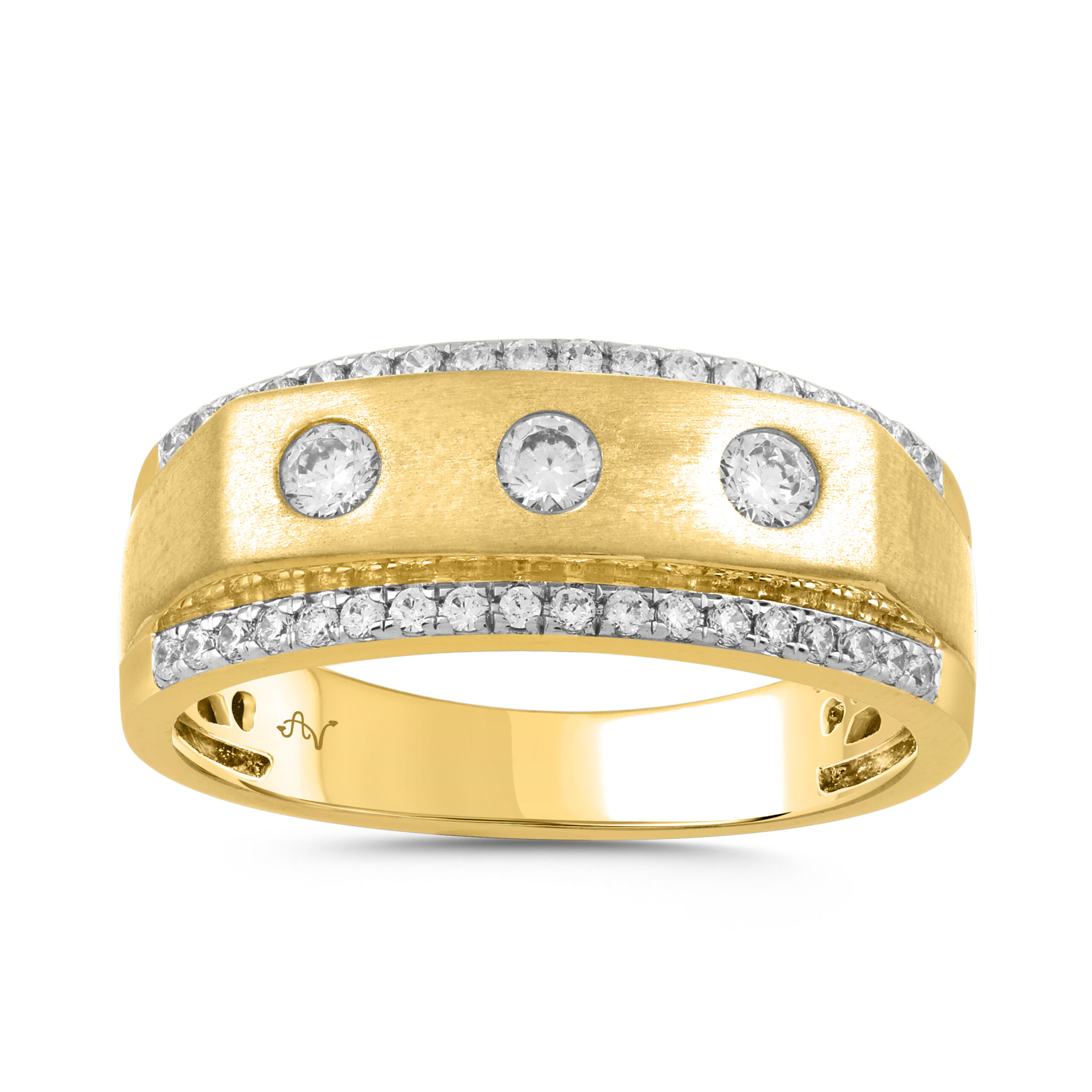 MEN'S RING 0.50CT ROUND DIAMOND 14K YELLOW GOLD 1 MEN'S RING 0.50CT ROUND DIAMOND 14K YELLOW GOLD - Image 1
