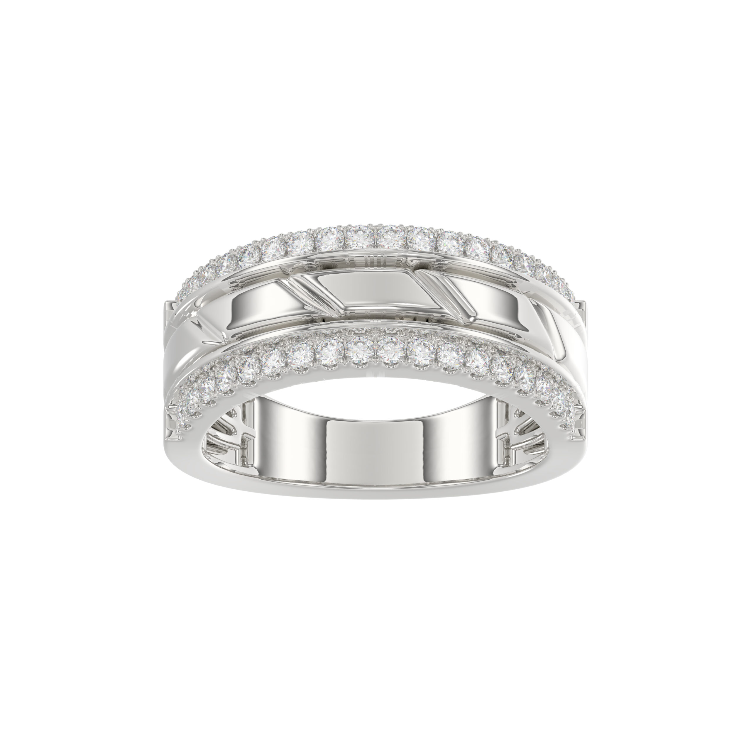 MEN'S BAND 0.50CT ROUND DIAMOND 14K WHITE GOLD 1 MEN'S BAND 0.50CT ROUND DIAMOND 14K WHITE GOLD - Image 1
