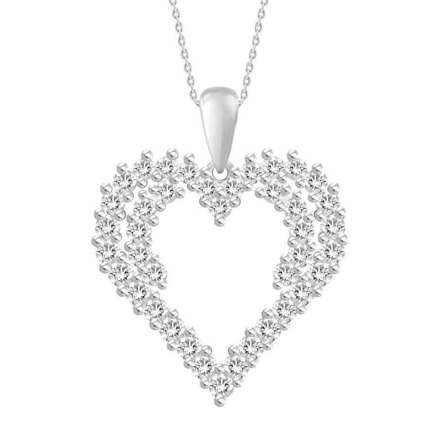 LADIES PENDANT WITH CHAIN 0.75CT ROUND DIAMOND 14K WHITE GOLD 1 LADIES PENDANT WITH CHAIN 0.75CT ROUND DIAMOND 14K WHITE GOLD - Image 1
