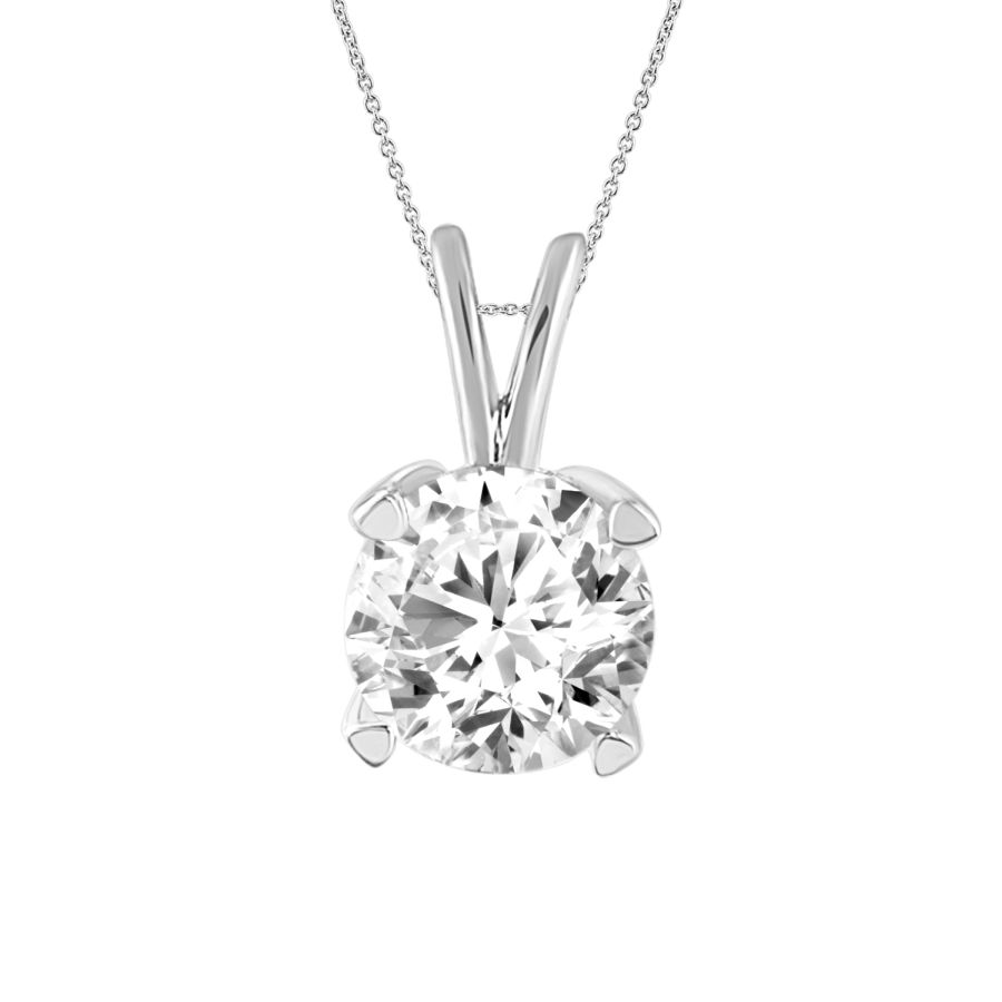 SOLITAIRE LADIES PENDANTS WITH CHAIN 0.25CT ROUND DIAMOND 14K WHITE GOLD 1 SOLITAIRE LADIES PENDANTS WITH CHAIN 0.25CT ROUND DIAMOND 14K WHITE GOLD - Image 1