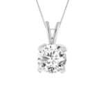 SOLITAIRE LADIES PENDANT 0.33CT ROUND DIAMOND 14K WHITE GOLD