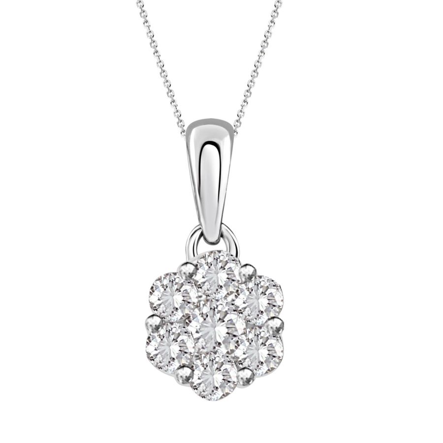 LADIES PENDANT WITH CHAIN 1.00CT ROUND DIAMOND 14K WHITE GOLD 1 LADIES PENDANT WITH CHAIN 1.00CT ROUND DIAMOND 14K WHITE GOLD - Image 1
