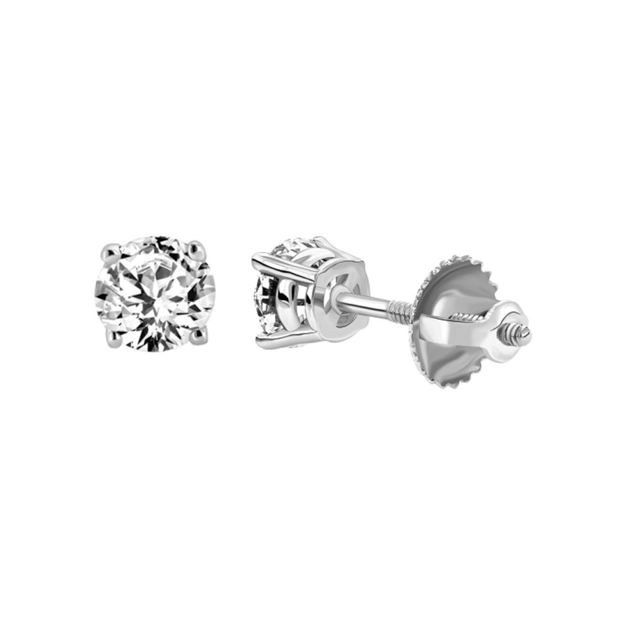 LADIES SOLITAIRE EARRINGS 0.75CT ROUND DIAMOND 14K WHITE GOLD 1 LADIES SOLITAIRE EARRINGS 0.75CT ROUND DIAMOND 14K WHITE GOLD - Image 1