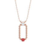 14K Rose Gold 0.15Ct Ruby & Diamond Necklace For Women Natural Round Ruby Ladies Fine Jewelry