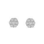 LADIES FLOWER EARRINGS 0.25CT ROUND DIAMOND 14K WHITE GOLD