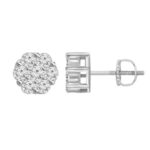 LADIES EARRINGS 0.15CT ROUND DIAMOND 14K WHITE GOLD