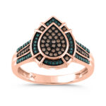 LADIES RING 0.30CT DARK BROWN/BLUE DIAMOND 14K ROSE GOLD