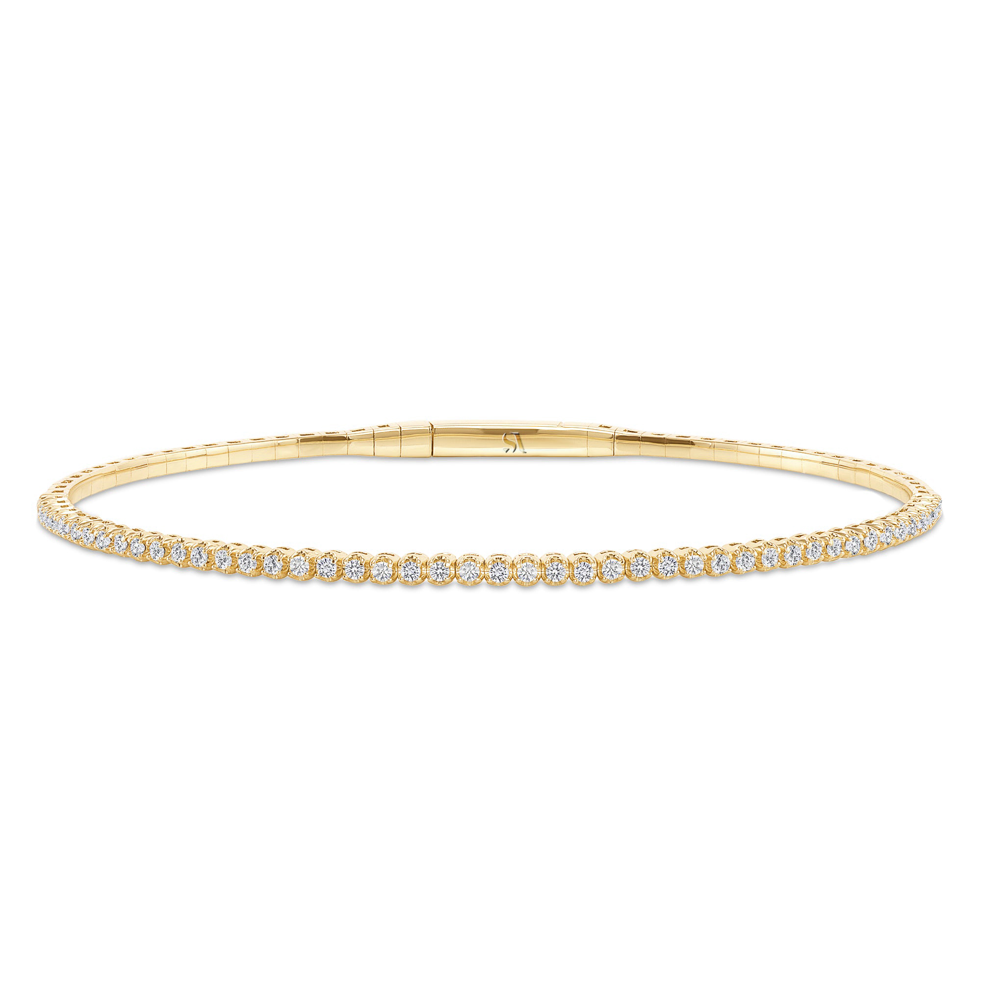 LADIES HALF FLEXIBLE BANGLE 1.00CT ROUND DIAMOND 14K YELLOW GOLD 1 LADIES HALF FLEXIBLE BANGLE 1.00CT ROUND DIAMOND 14K YELLOW GOLD - Image 1