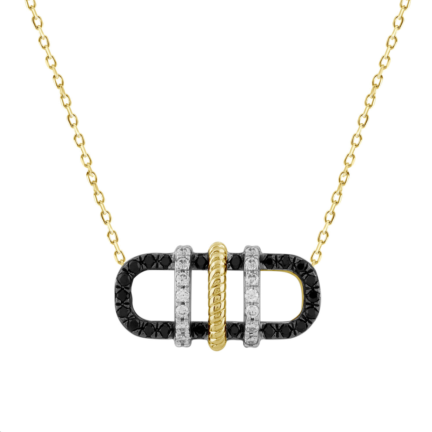 LADIES PENDANT WITH CHAIN 0.25CT BLACK/ROUND DIAMOND 14K YELLOW GOLD 1 LADIES PENDANT WITH CHAIN 0.25CT BLACK/ROUND DIAMOND 14K YELLOW GOLD - Image 1