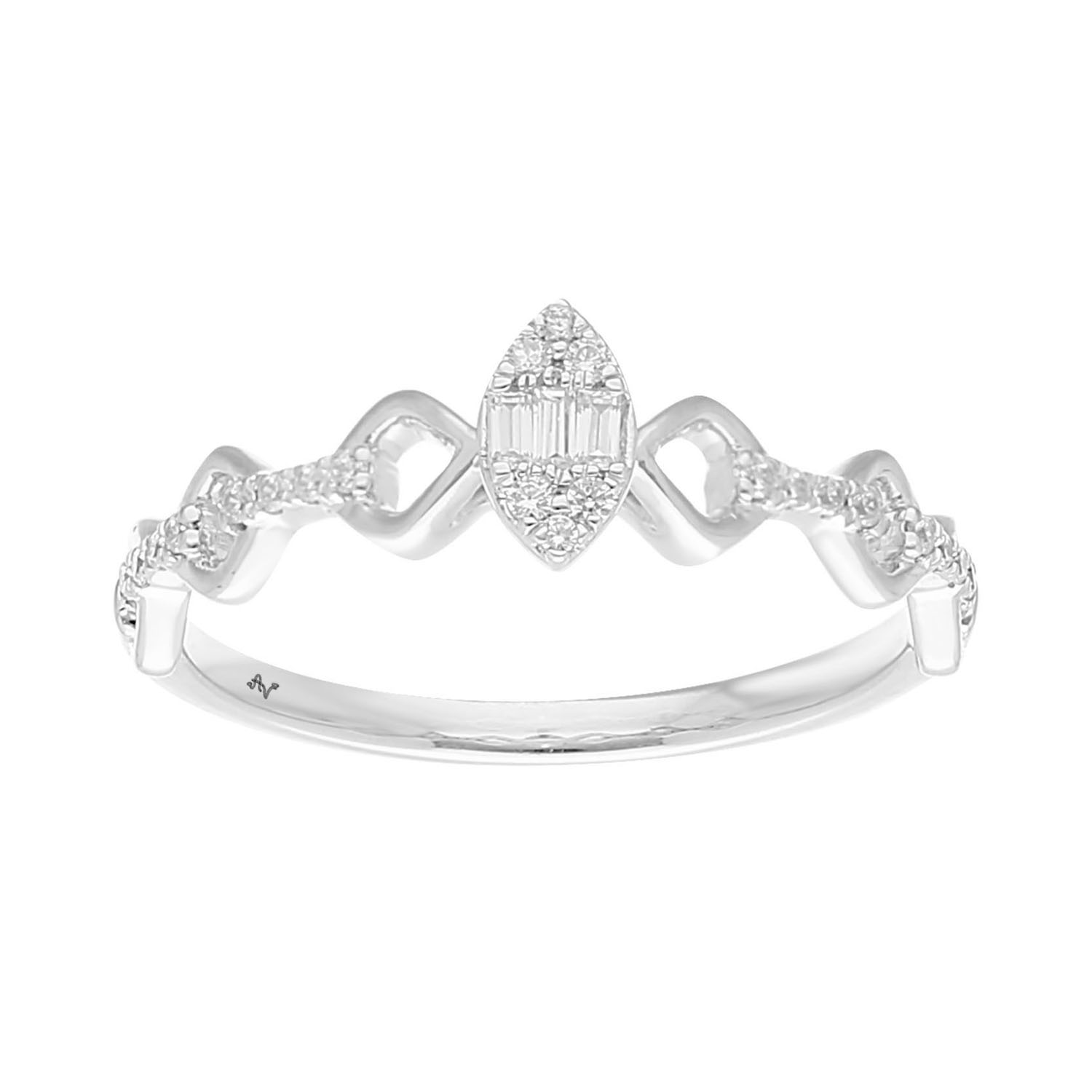 LADIES RING 0.15CT ROUND/BAGUETTE DIAMOND 14K WHITE GOLD 1 LADIES RING 0.15CT ROUND/BAGUETTE DIAMOND 14K WHITE GOLD - Image 1
