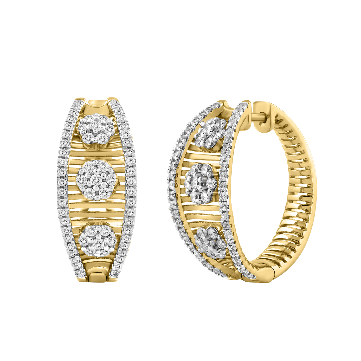 LADIES HOOPS EARRING 0.50CT ROUND DIAMOND 14K YELLOW GOLD 1 LADIES HOOPS EARRING 0.50CT ROUND DIAMOND 14K YELLOW GOLD - Image 1