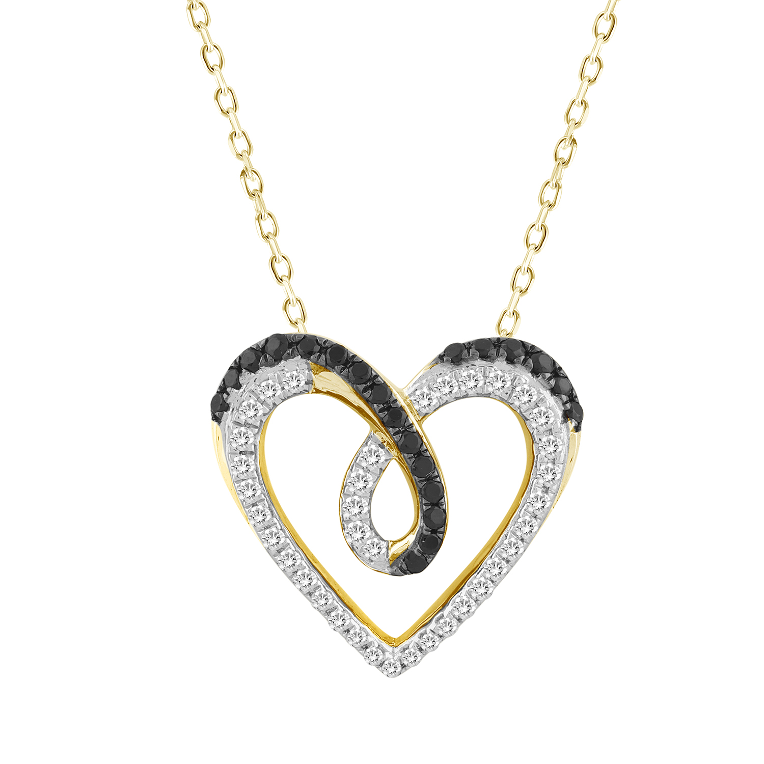 LADIES PENDANT WITH CHAIN 0.25CT ROUND/BLACK DIAMOND 14K YELLOW GOLD 1 LADIES PENDANT WITH CHAIN 0.25CT ROUND/BLACK DIAMOND 14K YELLOW GOLD - Image 1