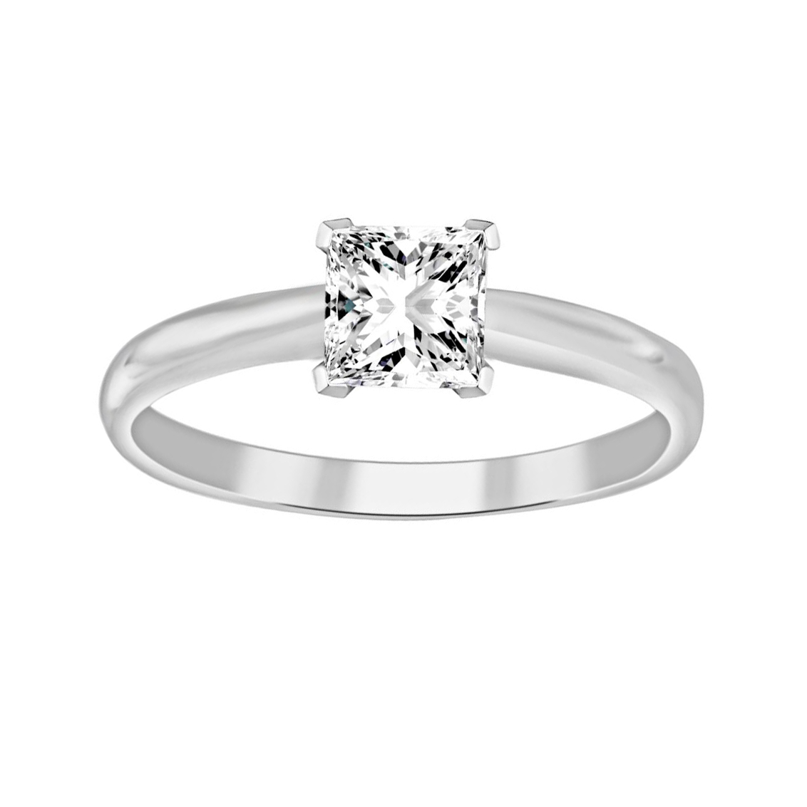 LADIES SOLITAIRE RING 0.33CT PRINCESS DIAMOND 14k WHITE GOLD 1 LADIES SOLITAIRE RING 0.33CT PRINCESS DIAMOND 14k WHITE GOLD - Image 1