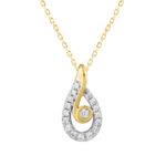 LADIES PENDANT WITH CHAIN 0.16CT ROUND DIAMOND 14K YELLOW GOLD