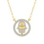 LADIES NECKLACE 0.25CT ROUND DIAMOND 14K YELLOW GOLD