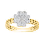 LADIES RING 0.25CT ROUND/BAGUETTE DIAMOND 14K YELLOW GOLD