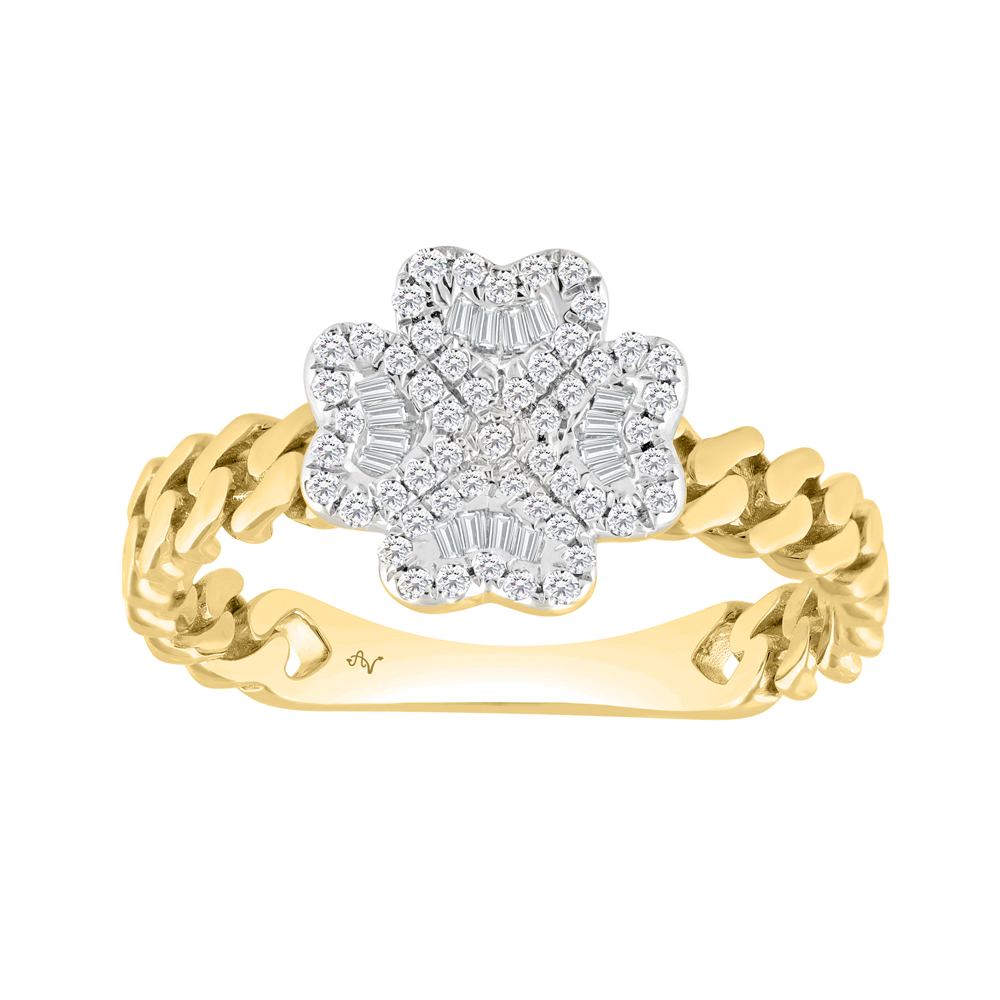 LADIES RING 0.25CT ROUND/BAGUETTE DIAMOND 14K YELLOW GOLD 1 LADIES RING 0.25CT ROUND/BAGUETTE DIAMOND 14K YELLOW GOLD - Image 1
