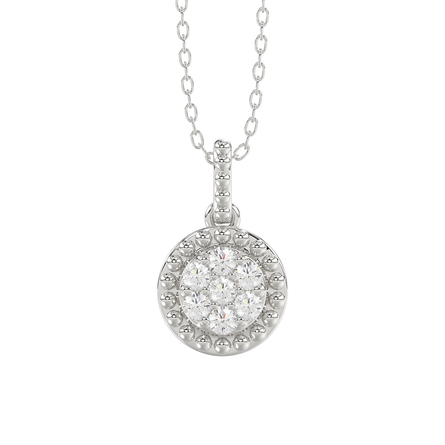 LADIES PENDANT WITH CHAIN 0.10CT ROUND DIAMOND 14K WHITE GOLD 1 LADIES PENDANT WITH CHAIN 0.10CT ROUND DIAMOND 14K WHITE GOLD - Image 1