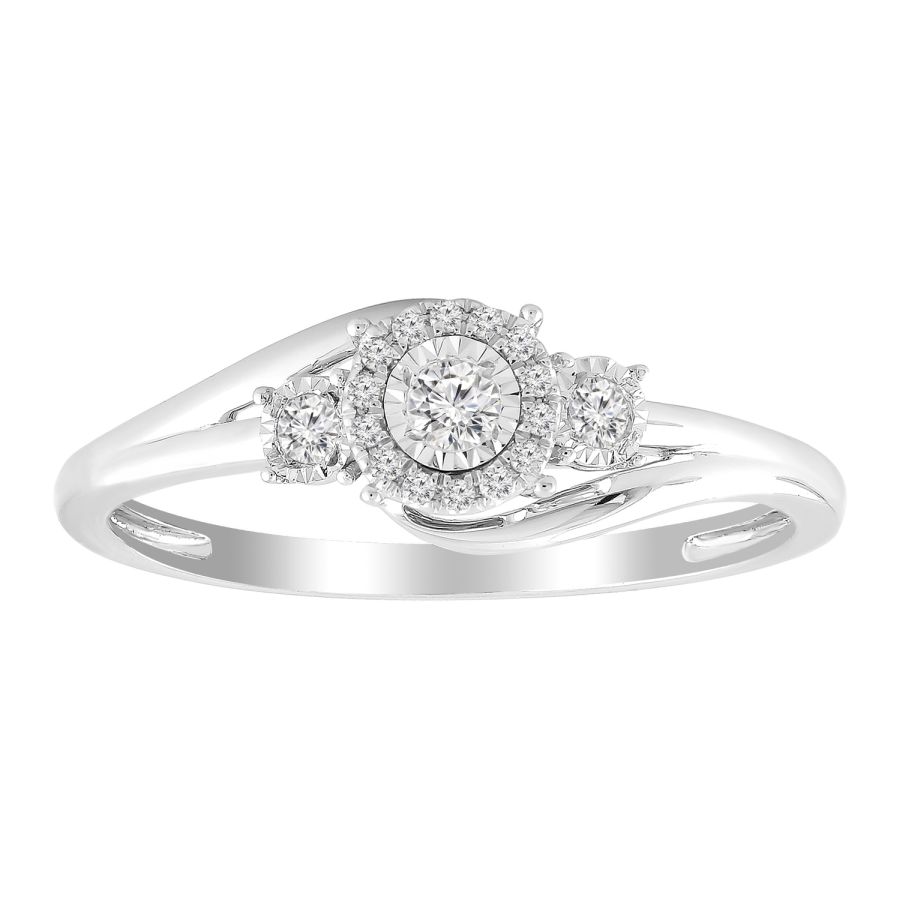 Ladies 0.15Ct Round Diamond Sterling Silver Ladies Ring White Cluster Halo Engagement Promise Ring For Her 1 Ladies 0.15Ct Round Diamond Sterling Silver Ladies Ring White Cluster Halo Engagement Promise Ring For Her - Image 1