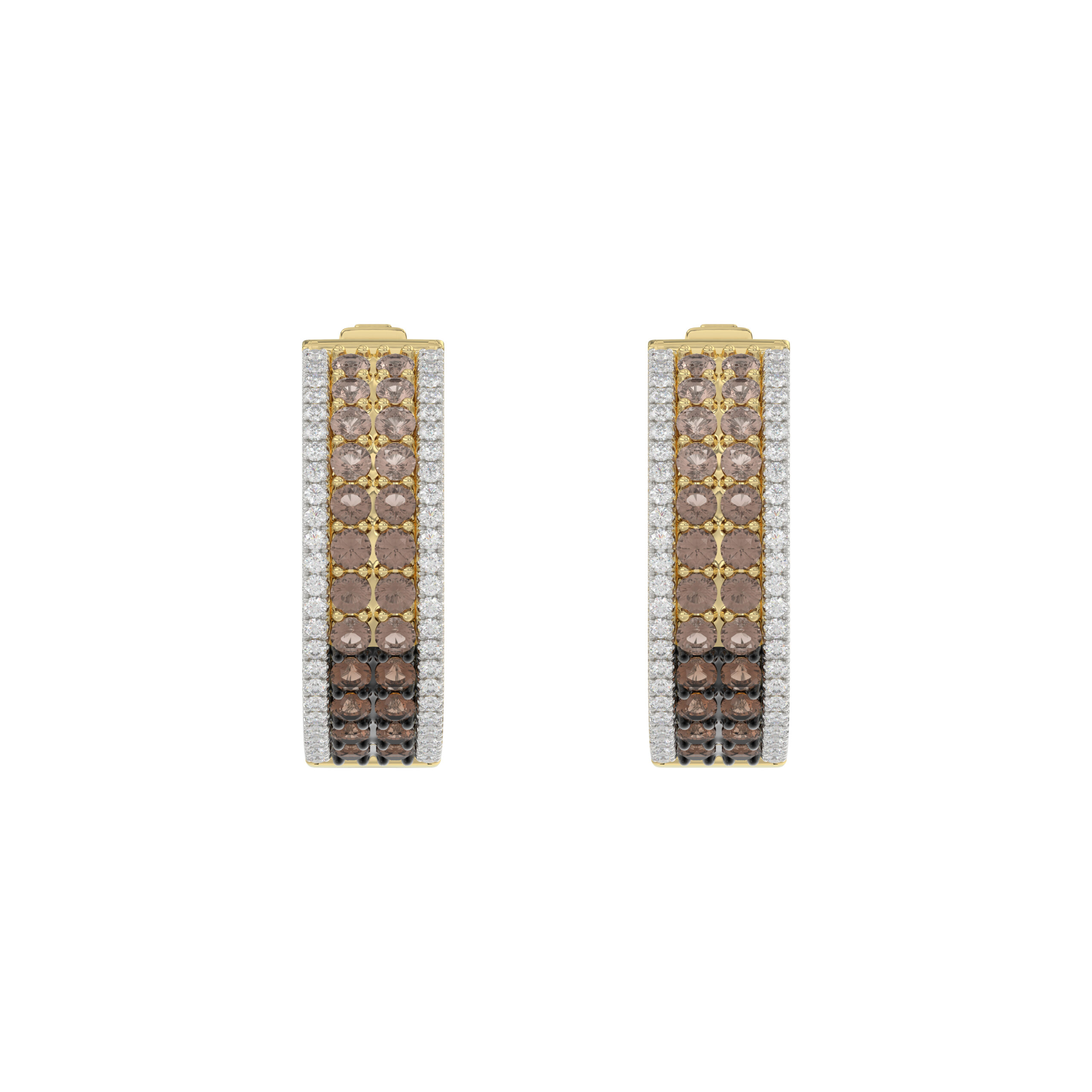 LADIES HOOPS EARRING 1.50CT ROUND/ROUND DARK BROWN DIAMOND 14K YELLOW GOLD 1 LADIES HOOPS EARRING 1.50CT ROUND/ROUND DARK BROWN DIAMOND 14K YELLOW GOLD - Image 1