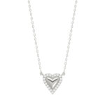 Round Diamond Heart Necklace, 0.10Ct Sterling Silver Love Necklace, Minimal Heart Charm Pendant For Your Loved One, Girlfriend Gift