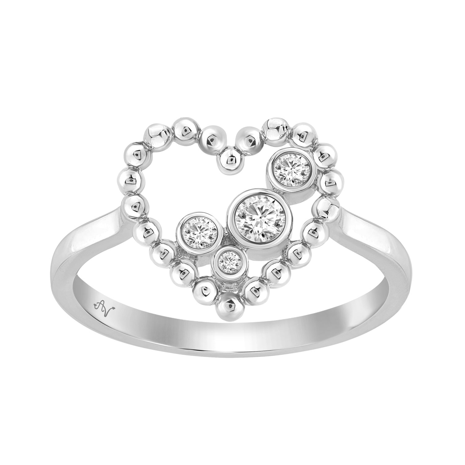 Heart-Shaped 0.13 Ct Round Diamond Ring For Women Sterling Silver Bezel Set Elegant Ladies Ring 1 Heart-Shaped 0.13 Ct Round Diamond Ring For Women Sterling Silver Bezel Set Elegant Ladies Ring - Image 1