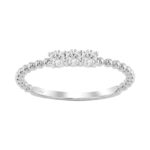 Elegant 0.07Ct Round Diamond Three Stone Ring In Sterling Silver Classic Ladies Jewelry Design