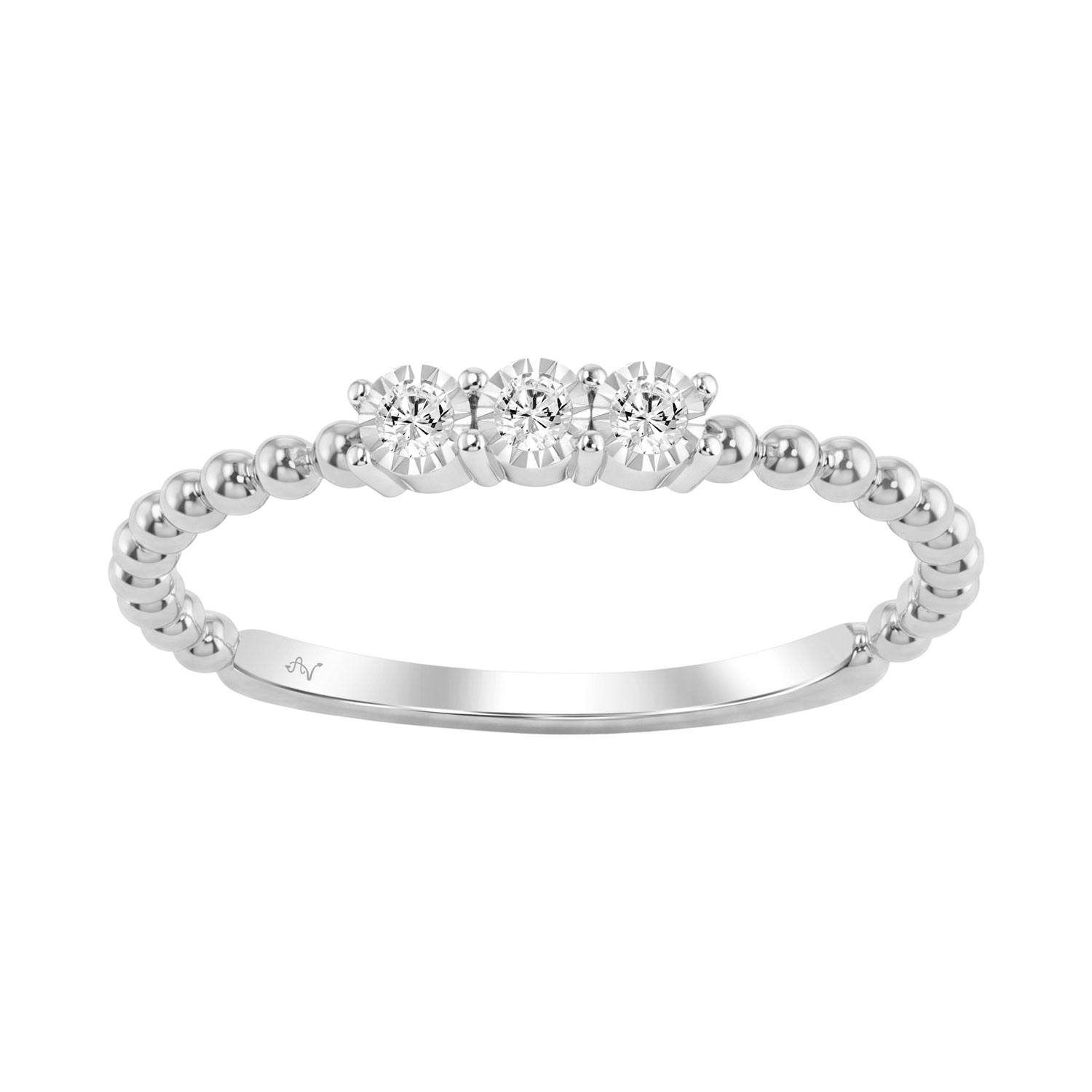 Elegant 0.07Ct Round Diamond Three Stone Ring In Sterling Silver Classic Ladies Jewelry Design 1 Elegant 0.07Ct Round Diamond Three Stone Ring In Sterling Silver Classic Ladies Jewelry Design - Image 1