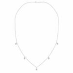 Sterling Silver White 0.25CT Round Diamond Teardrop Necklace For Women In Elegant Diamond Necklace